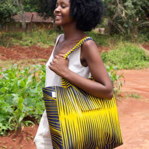 City Tote — Recycled plastic and African wax cotton