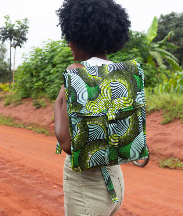 Backpack — Recycled plastic and African wax cotton