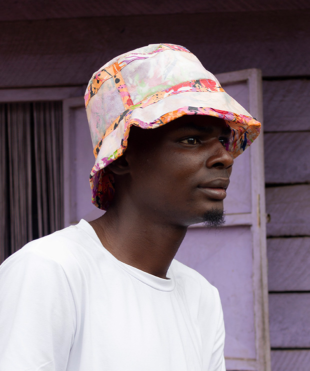 &Proud Collaboration Reversible Festival Bucket Hat. Recycled plastic, African Wax Cotton